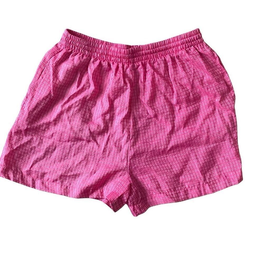 The Body Co. Checkered Shinny Nylon 90's Shorts Mens Large Drawstring Athletic L